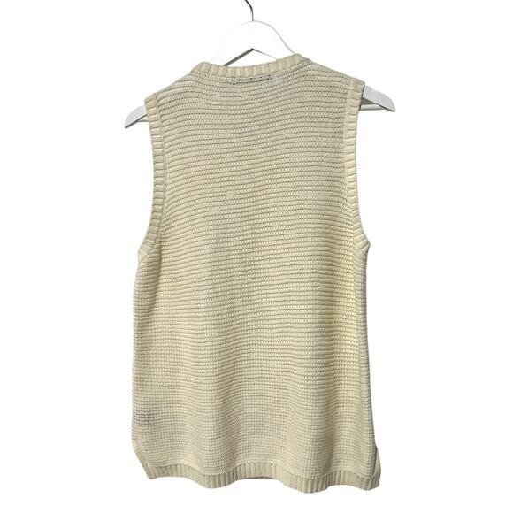 LRL RALPH LAUREN Fringe Sleeveless Tank Top Knit Sweater Pullover Cream XLarge - Picture 4 of 14